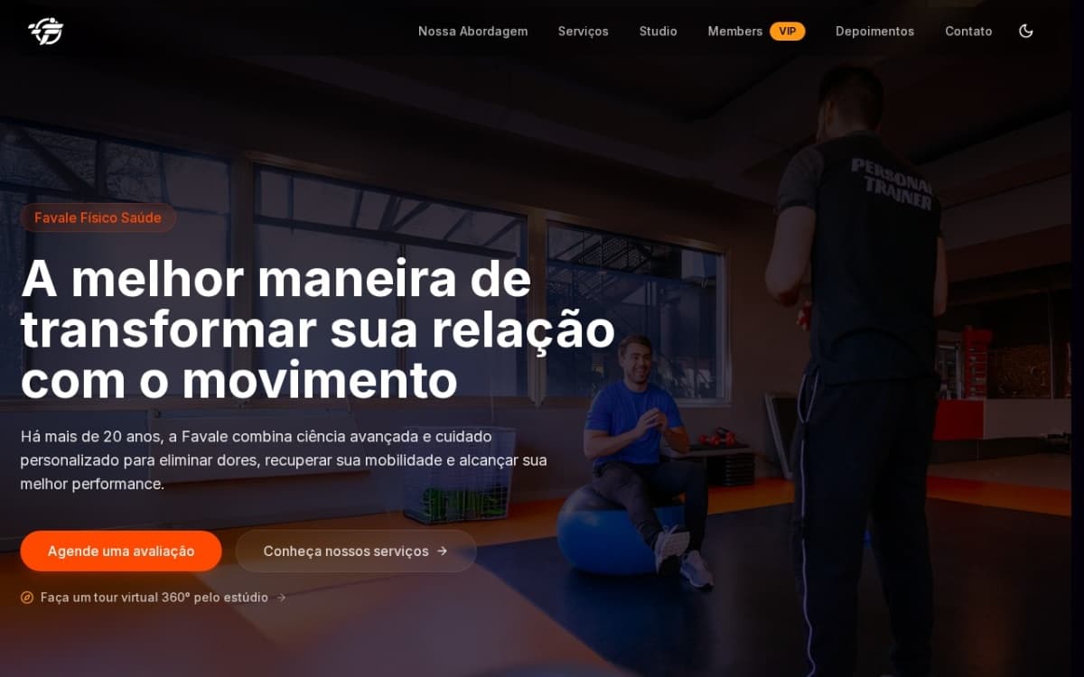 Captura de tela do projeto Favale Físico + Saúde