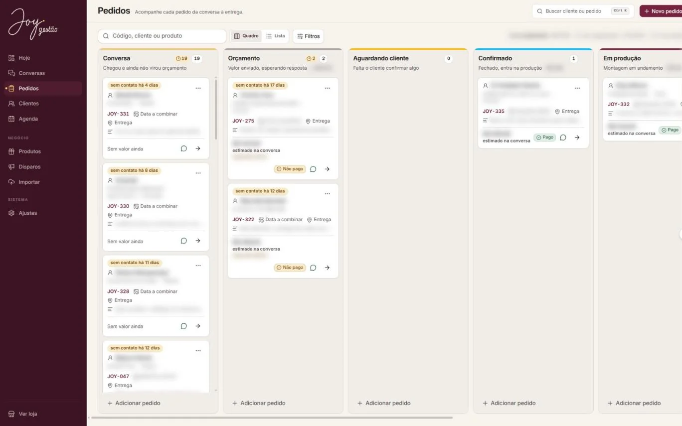 Screenshot of project Joy Gestão